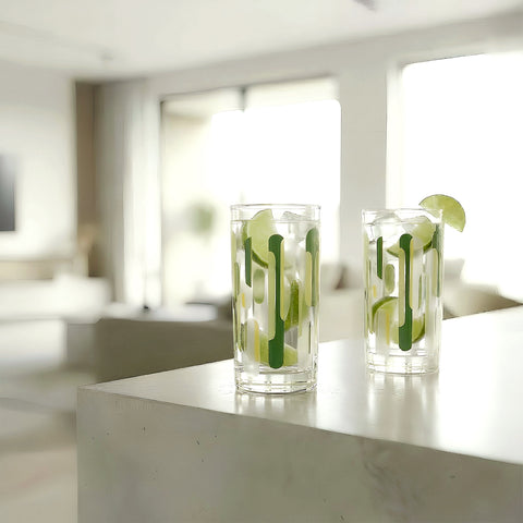 Vintage Geometric Glassware (Set of Two)