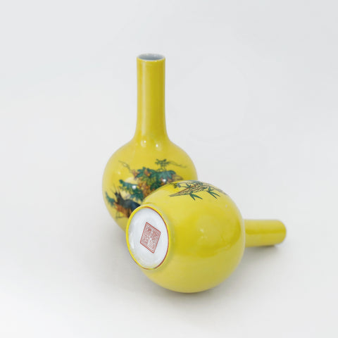 Modern Ceramic Yellow Asian Vase