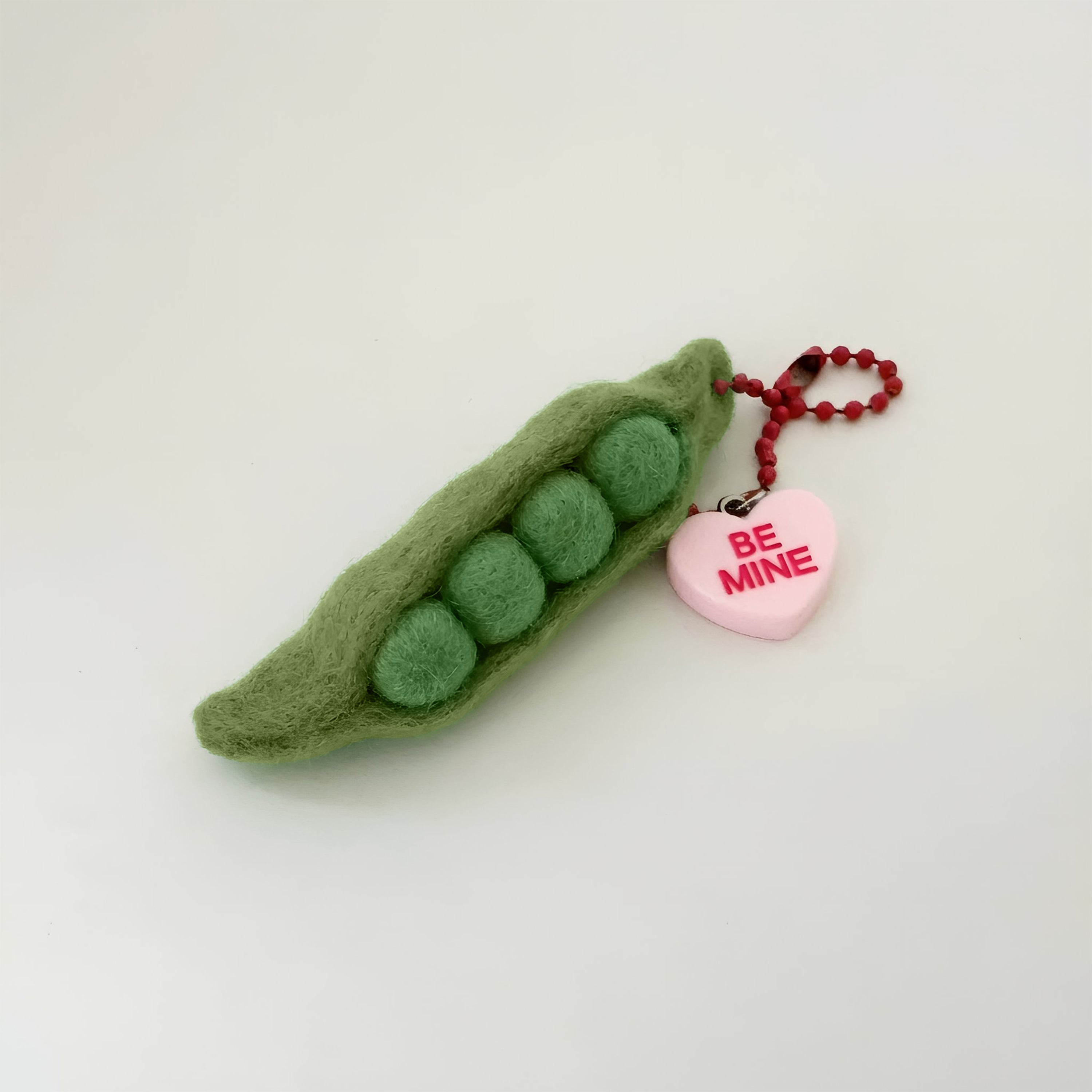 Handmade Felt Peas Keychain