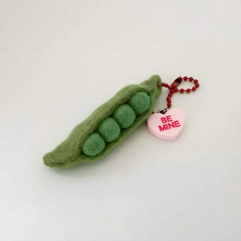 Handmade Felt Peas Keychain