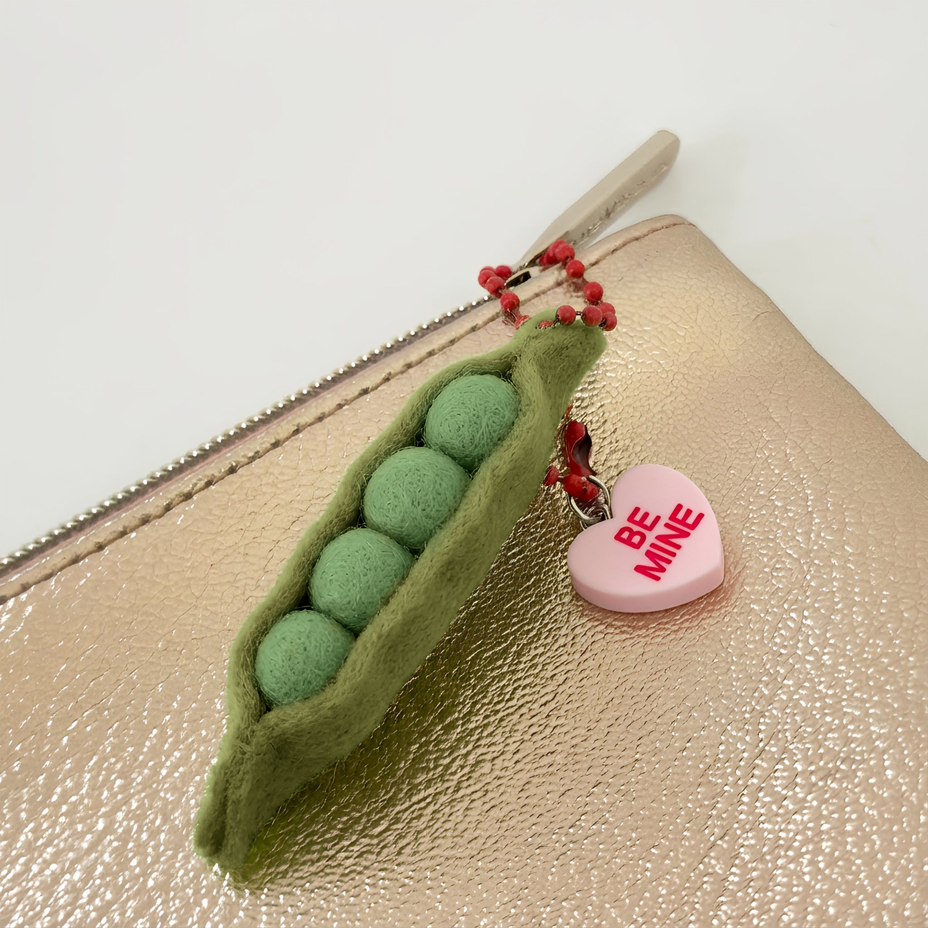 Handmade Felt Peas Keychain
