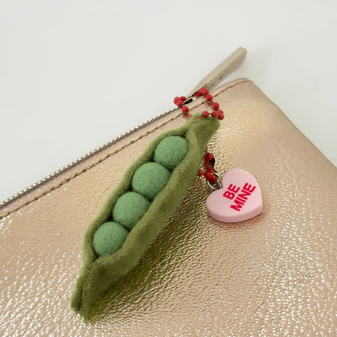Handmade Felt Peas Keychain