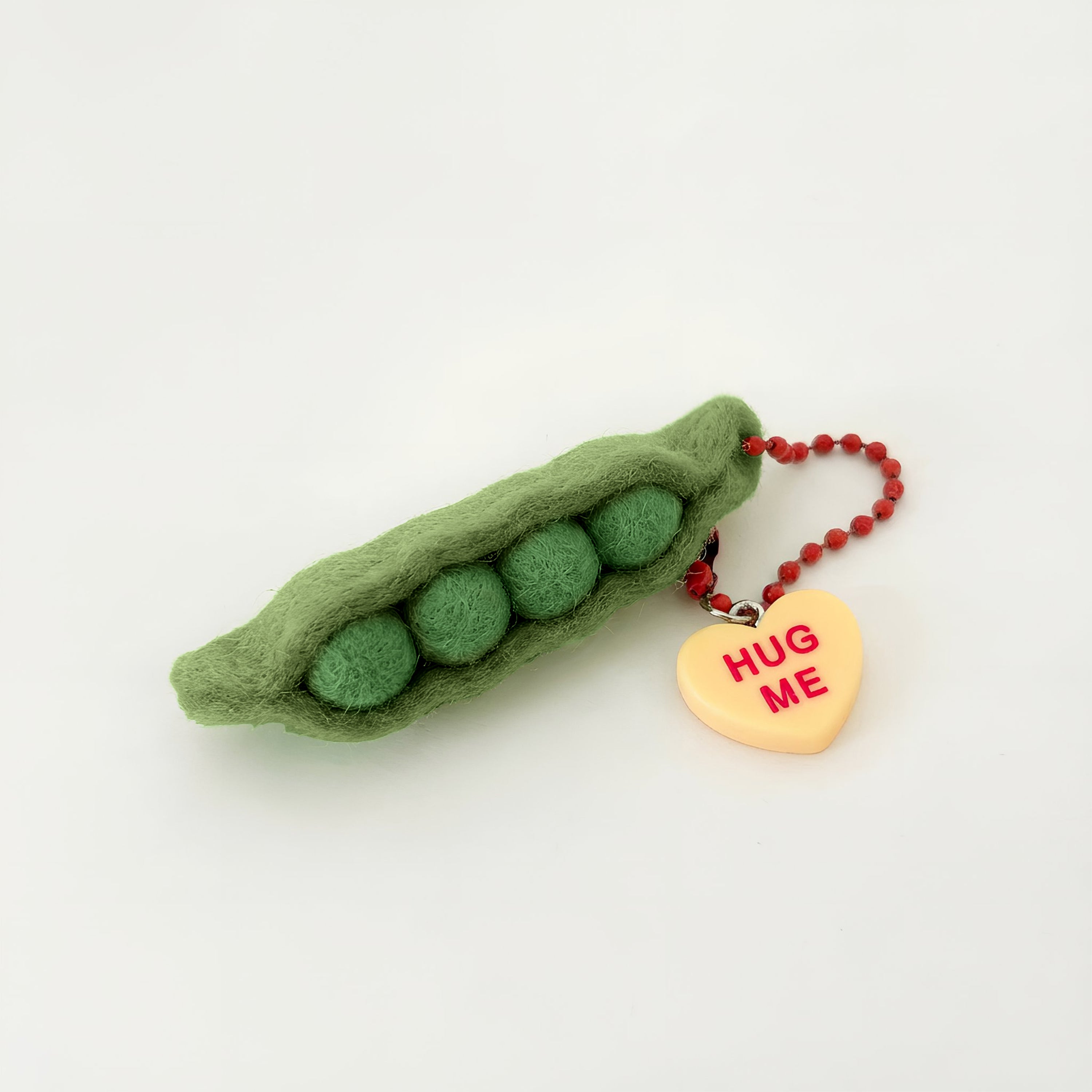 Handmade Felt Peas Keychain