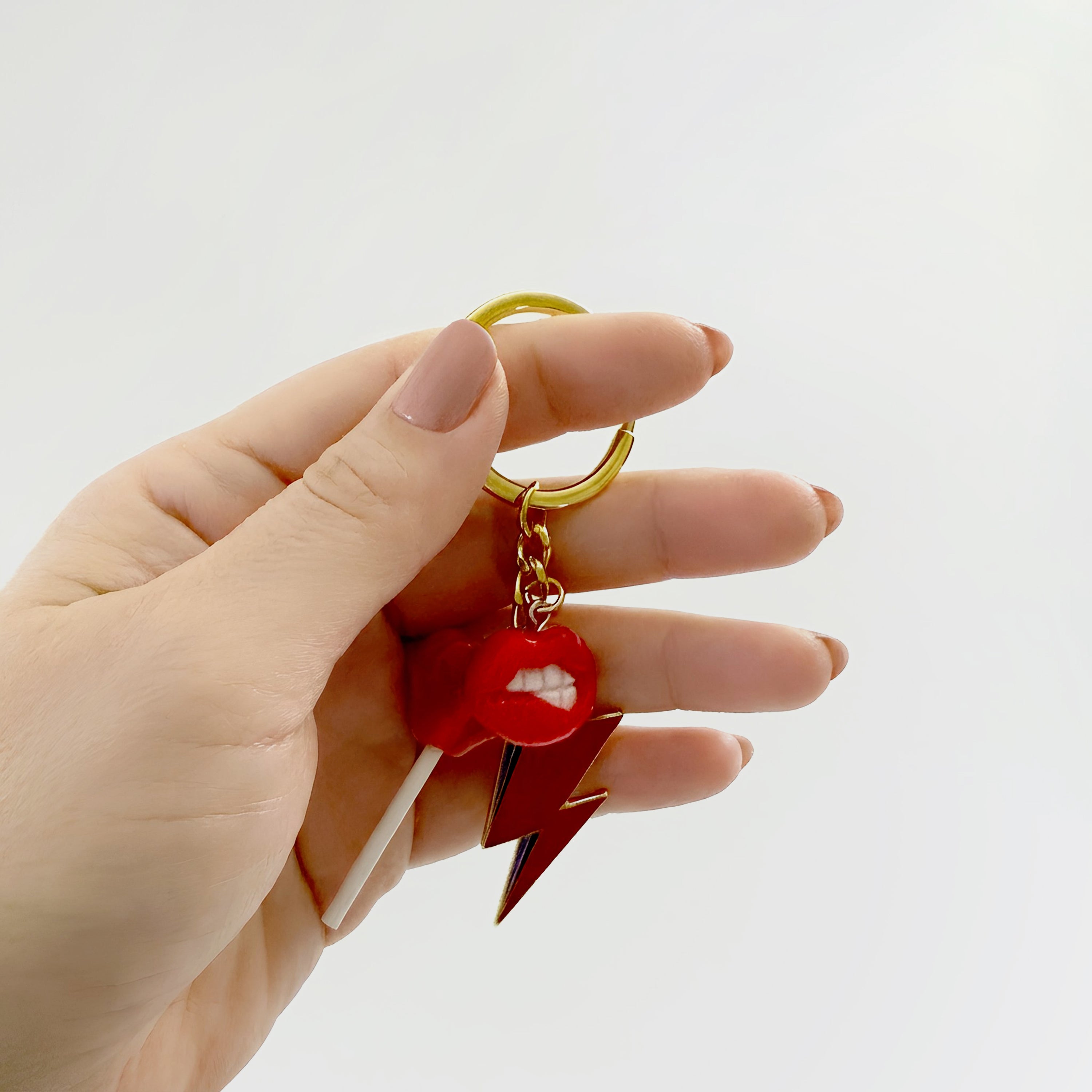 Ziggy Stardust Lightning Bolt Keychain