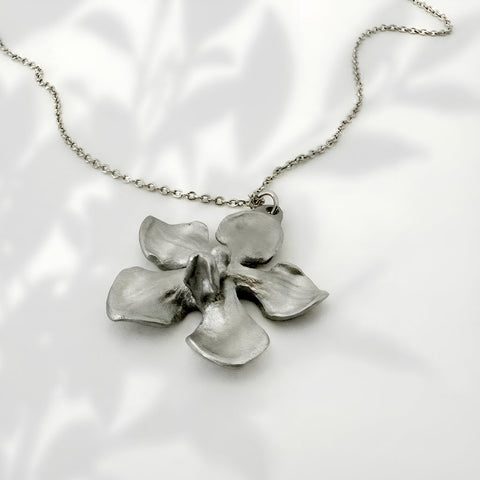 Realistic Pewter Orchid Pendant