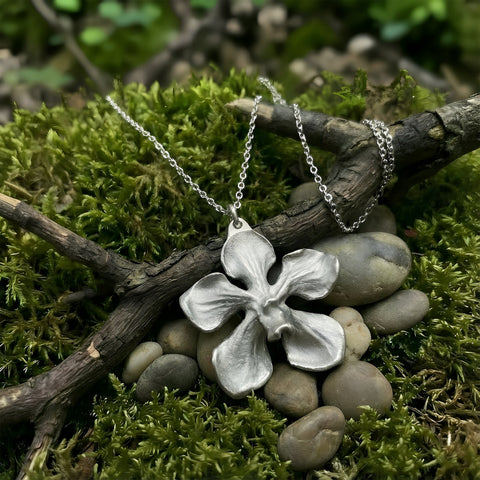 Realistic Pewter Orchid Pendant