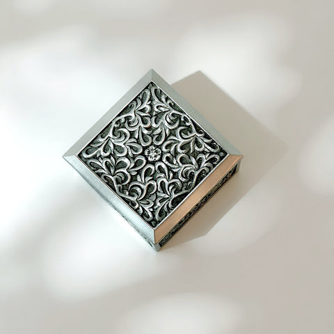 Engraved Treasure Box with Blue Velvet Interior